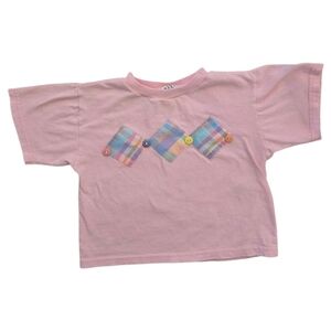 Vintage 1990s Sparkle Pastel Pink Plaid Patchwork Shirt